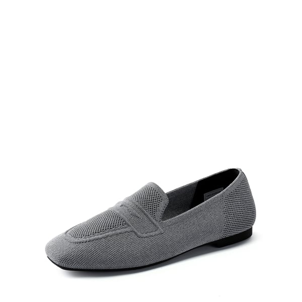 Cushioned Square Toe Knit Loafers - GREY -  0